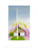 Mât avec drapeau et maison blanche Affiches par Georgia O'Keeffe