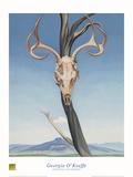 Deer's Skull with Pedernal Print by Georgia O'Keeffe