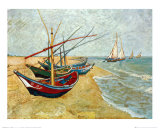 Fischerboote am Strand (St. Maries) Kunstdruck von Vincent van Gogh