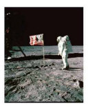 Moon and U.S. Flag Giclee Print
