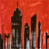 Red Cityscape Póster por Paul Brent Red Cityscape Póster por Paul Brent