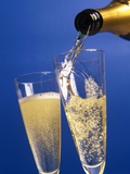 Champagne glass and bottle Photographic Print
