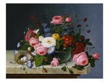 Still Life: Flowers on a Marble-Topped Table Reproduction procédé giclée par Severin Roesen