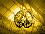 Clocks Hanging from Ceiling Photographic Print