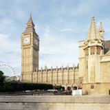 Westminster and Big Ben with Millennium Wheel in the background Photographic Print