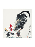 Rooster and Chicks Lámina giclée por Guozen Wei Rooster and Chicks Lámina giclée por Guozen Wei