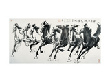 Guozen Wei - Running Horses - Giclee Baskı Guozen Wei - Running Horses - Giclee Baskı