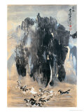 Running Horses in Valley Lámina giclée por Huachazc Lee
