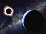 Roger Ressmeyer - Earth and Total Eclipse Seen from Space - Fotografik Baskı Roger Ressmeyer - Earth and Total Eclipse Seen from Space - Fotografik Baskı