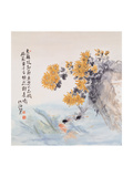 Playing under Chrysanthemums Lámina giclée por Haizann Chen