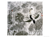 Young Woman on Lotus Pond Reproduction procédé giclée par Shuli Wang