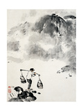 Carrying Water in Mountains Reproduction procédé giclée par Deng Jiafu