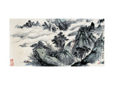 Pine Trees and Waterfalls Lámina giclée por Yongsun Huang