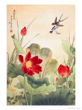 Birds over Lotus Pond Reproduction procédé giclée par Fangyu Meng