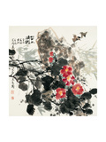 Birds and Red Blossoms by Rock Giclée-Druck von Wanqi Zhang