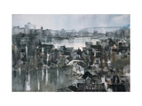 Houses by River Giclee Print by Wanqi Zhang