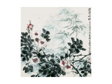 Blossoms and Bamboo by Creek reproduction procédé giclée par Wanqi Zhang