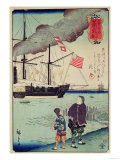 American Naval Vessel in a Japanese Harbour, 1861 Giclee Print