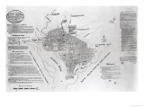 Plan of Washington D.circa, Pub. in "Gazette of the United States," Philadelphia, January 4th 1792 reproduction procédé giclée par Pierre Lenfant