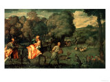 The Flight into Egypt, 1500s Giclee Print by Titian (Tiziano Vecelli) 