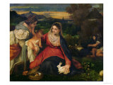 Madonna and Child with St. Catherine (The Virgin of the Rabbit) circa 1530 Giclee Print by Titian (Tiziano Vecelli) 