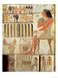 The Deceased in Front of a Table of Food, Egyptian, Old Kingdom (Wall Painting) Giclee Print