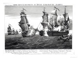 The Memorable Combat Between Captain Pearson, the Commander of "The Serapis" and John Paul Jones reproduction procédé giclée par Richard Paton