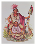 Keokuk or 'Watchful Fox', Chief of the Sauks and Foxes, and His Son, Musewont or 'Long-Haired Fox' Giclee Print by Charles Bird King