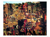 Kermesse with Theatre and Procession reproduction procédé giclée par Pieter Brueghel the Younger