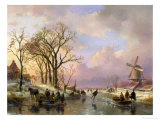 Skating in Holland reproduction procédé giclée par Andreas Schelfhout