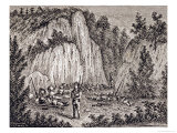 Connecticut Soldiers Reposing on Porter's Rock Before Attacking the Pequot Fort reproduction procédé giclée par John Warner Barber