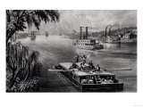 Bound Down the River, Pub. by Currier and Ives, 1870 Giclee Print