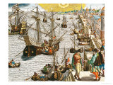 Departure from Lisbon for Brazil, the East Indies and America,From "Americae Tertia Pars..." Giclee Print by Theodor de Bry