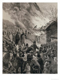The Rent War in Ireland: Burning the Houses of Evicted Tenants at Glenbeigh, County Derry Reproduction procédé giclée par Amedee Forestier