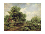 Wooded River Landscape with a Cottage and a Horse Drawn Cart Giclee Print by Frederick Waters Watts