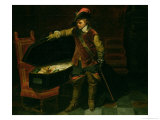 Oliver Cromwell (1599-1658) with the Coffin of Charles I (1600-49) 1846 Giclee Print by Hippolyte Delaroche
