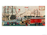 Commodore Perry's Gift of a Railway to the Japanese in 1853 reproduction procédé giclée par Ando Hiroshige