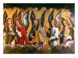 Détail du Triptyque de gauche : ange jouant des instruments de musique reproduction procédé giclée par Hans Memling