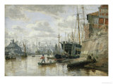 The Log Cabin at Hamburg Harbour, 1848 Giclee Print by Valentin Ruths