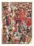 Genghis Khan and His Wife Bortei Enthroned Before Courtiers, by Rashid Ad-Din (1247-1318) Giclee Print