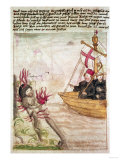 St. Brendan in His Ship, from the German Translation of "Navigatio Sancti Brendani Abbatis," c. 1476, Giclee Print