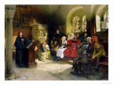 Luther Preaches Using His Bible Translation While Imprisoned at Wartburg, 1882 Giclée-Druck von Hugo Vogel