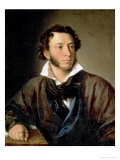 Portrait of Alexander Pushkin (1799-1837) reproduction procédé giclée par Vasili Andreevich Tropinin