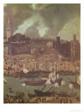 An Expedition Setting out from Seville for America in 1498  Lámina giclée por Alonso Sanchez Coello