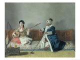 Monsieur Levett and Mademoiselle Helene Glavany in Turkish Costumes Giclee Print by Jean-Etienne Liotard