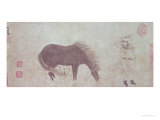 Horse and Groom in Winter Giclee Print by Zhao Meng-Fu