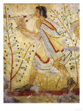 Musician Playing the Pipes, from the Tomb of the Leopard, circa 490 BC (Wall Painting) Giclée-Druck