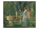 Garden in Ringsted with a Ancient Baptismal Font, 1850 Giclee Print by Jorgan Roed