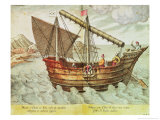 A Chinese Junk, Illustration from Jan Huyghen Van Linschoten, His Discourse of Voyages Giclee Print by Johannes Baptista van Doetechum