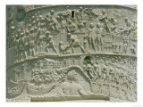 The Roman Army Crossing the Danube, Detail from Trajan's Column, 113 AD (Limestone) Reproduction procédé giclée